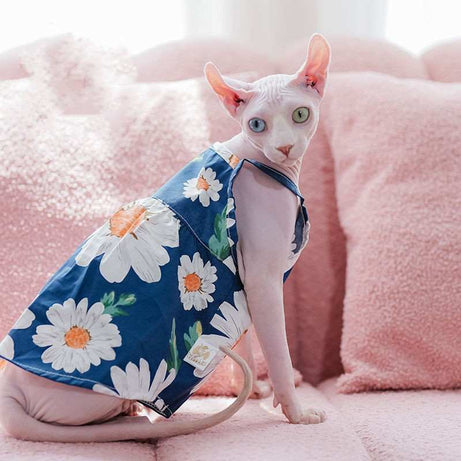 Sleeveless Pure Cotton Flower Dress For Small Pets - XS to M