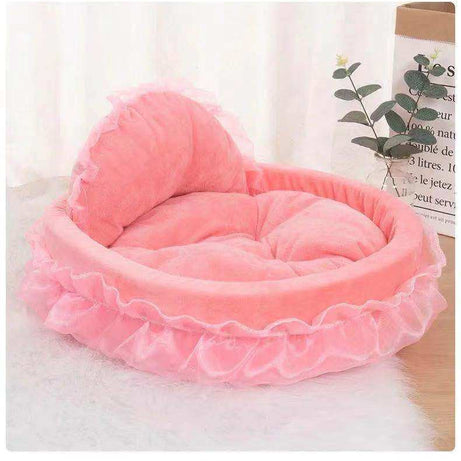 Dream Princess Lace Trim Pet Bed with Bolster Backrest