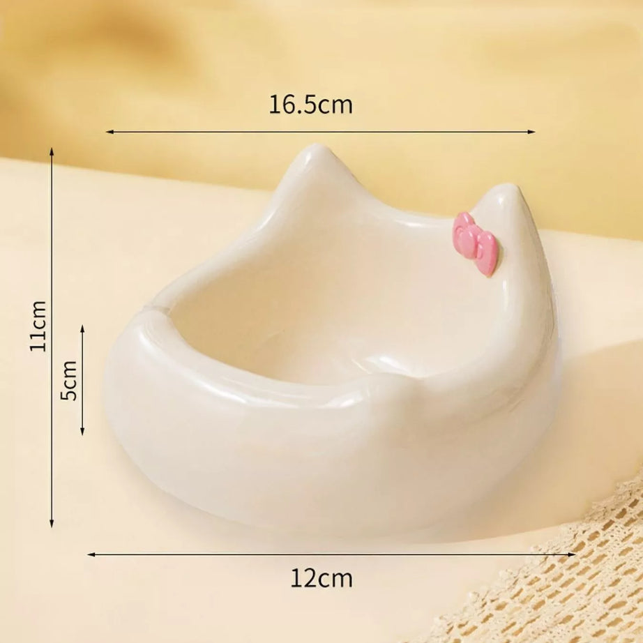 Ceramic Pet Bowl - Elevated with Bowknot