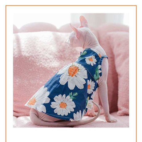 Sleeveless Pure Cotton Flower Dress For Small Pets - XS to M
