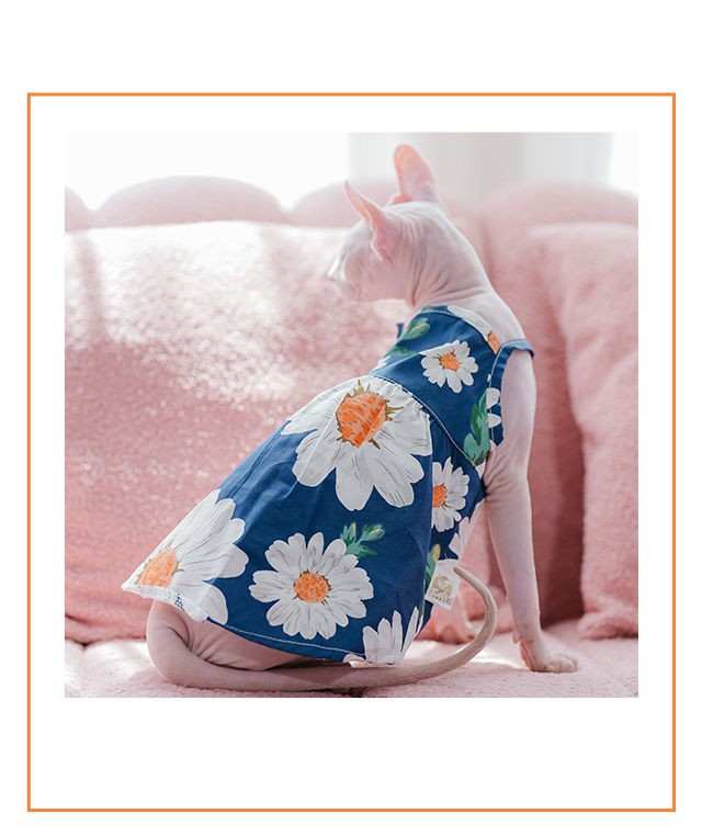 Sleeveless Pure Cotton Flower Dress For Small Pets - XS to M