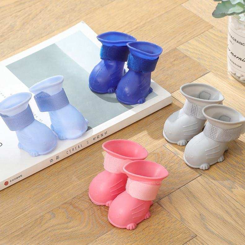 Waterproof Silicone Non-Slip Dog 4 Piece Rain Boots