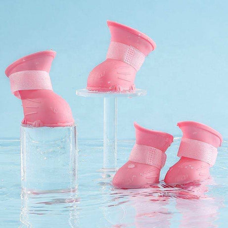 Waterproof Silicone Non-Slip Dog 4 Piece Rain Boots