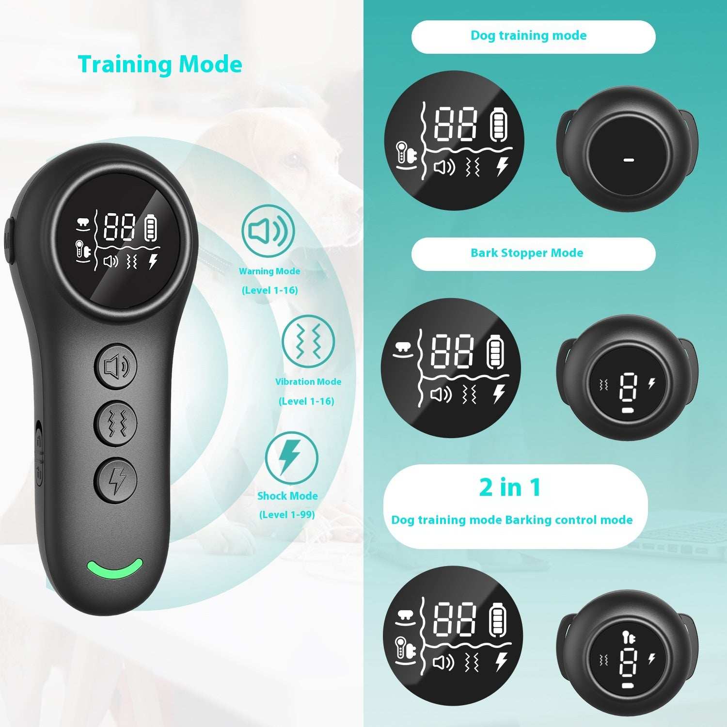 Multiple Training Modes Smart 3-in-1 Dog Trainer Bark Stopper
