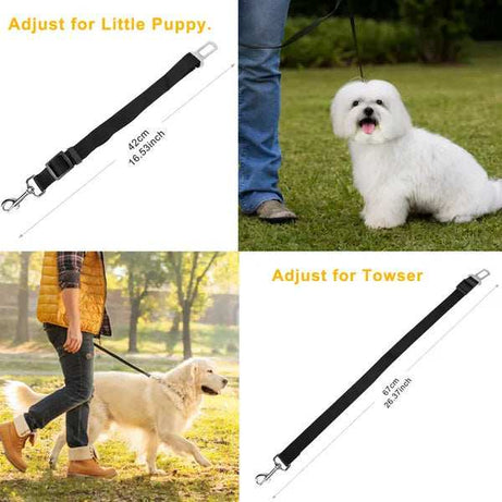 Dual Purpose Adjustable Safety Pet Dog Car Seat Belt Leash Leads Harness 2 Piece