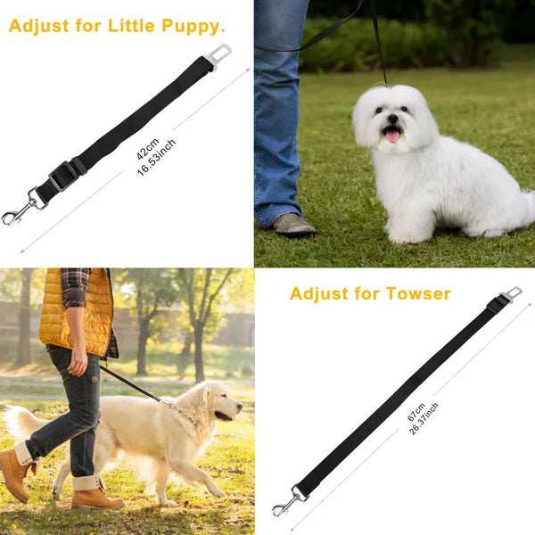 Dual Purpose Adjustable Safety Pet Dog Car Seat Belt Leash Leads Harness 2 Piece