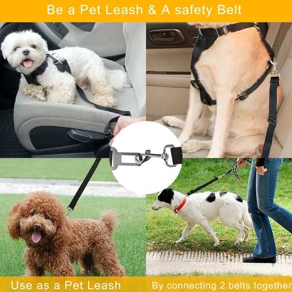 Dual Purpose Adjustable Safety Pet Dog Car Seat Belt Leash Leads Harness 2 Piece