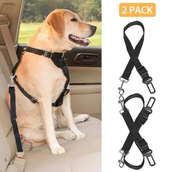 Dual Purpose Adjustable Safety Pet Dog Car Seat Belt Leash Leads Harness 2 Piece
