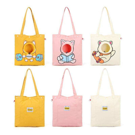 Cute Open Hole Cat Carrier Canvas Tote