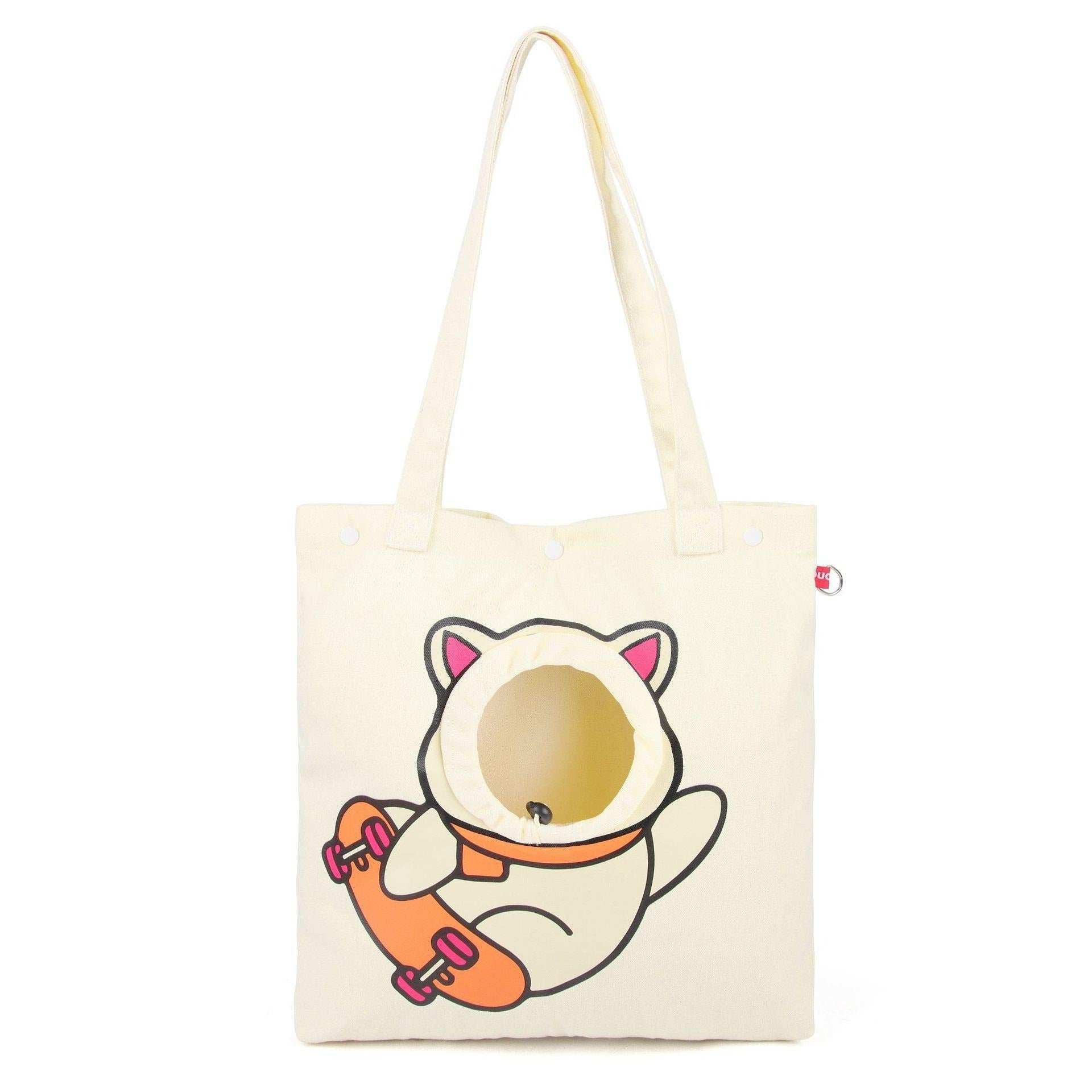 Cute Open Hole Cat Carrier Canvas Tote