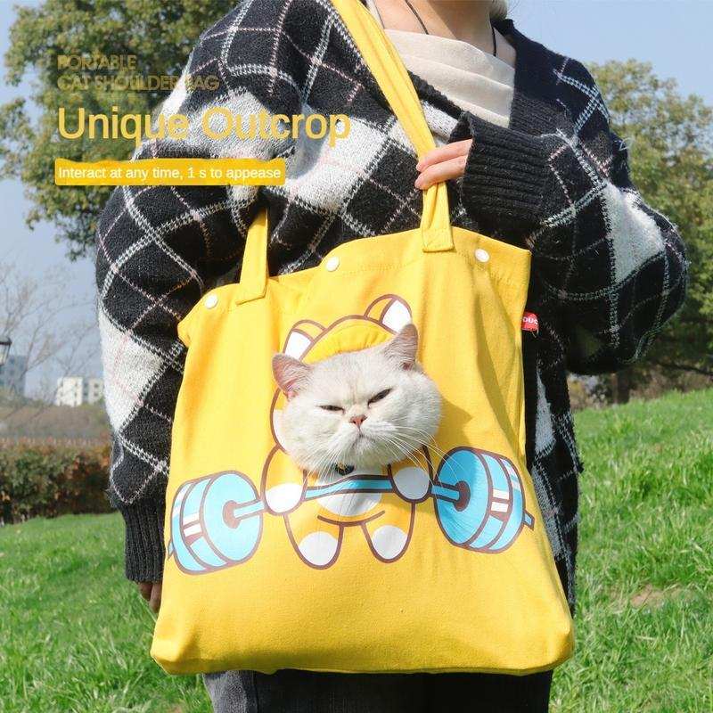 Cute Open Hole Cat Carrier Canvas Tote