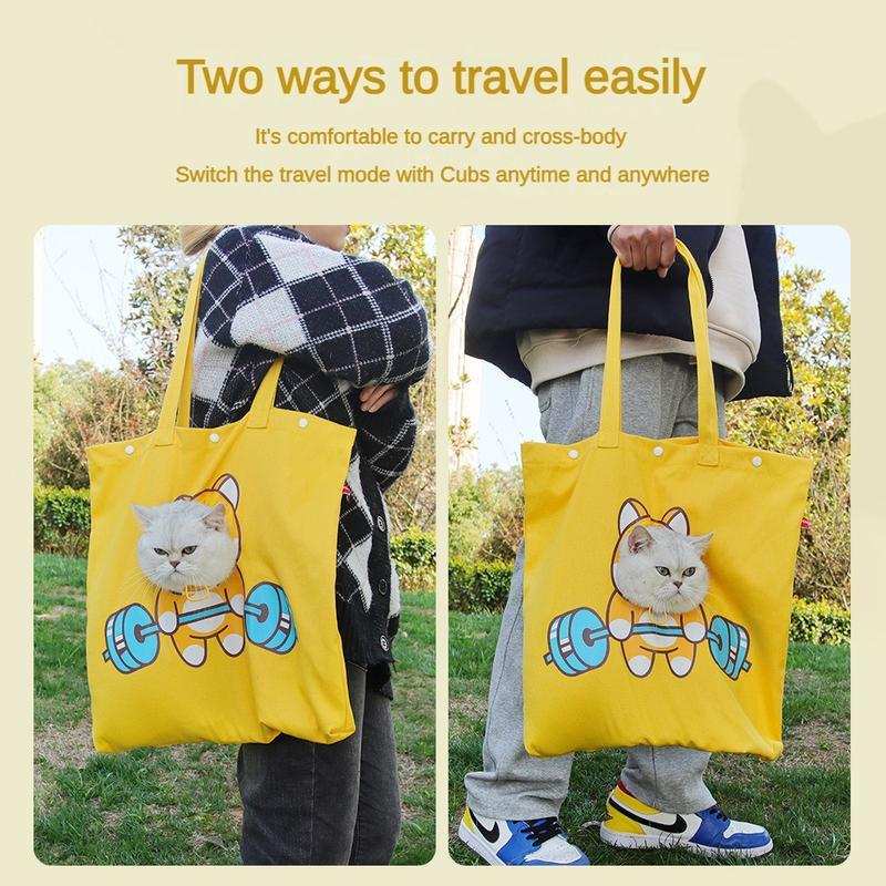 Cute Open Hole Cat Carrier Canvas Tote