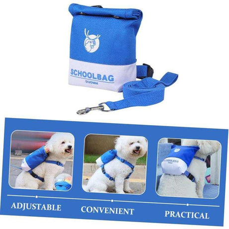 Cute Schoolbag Dog Treat Backpack Bag with Leash