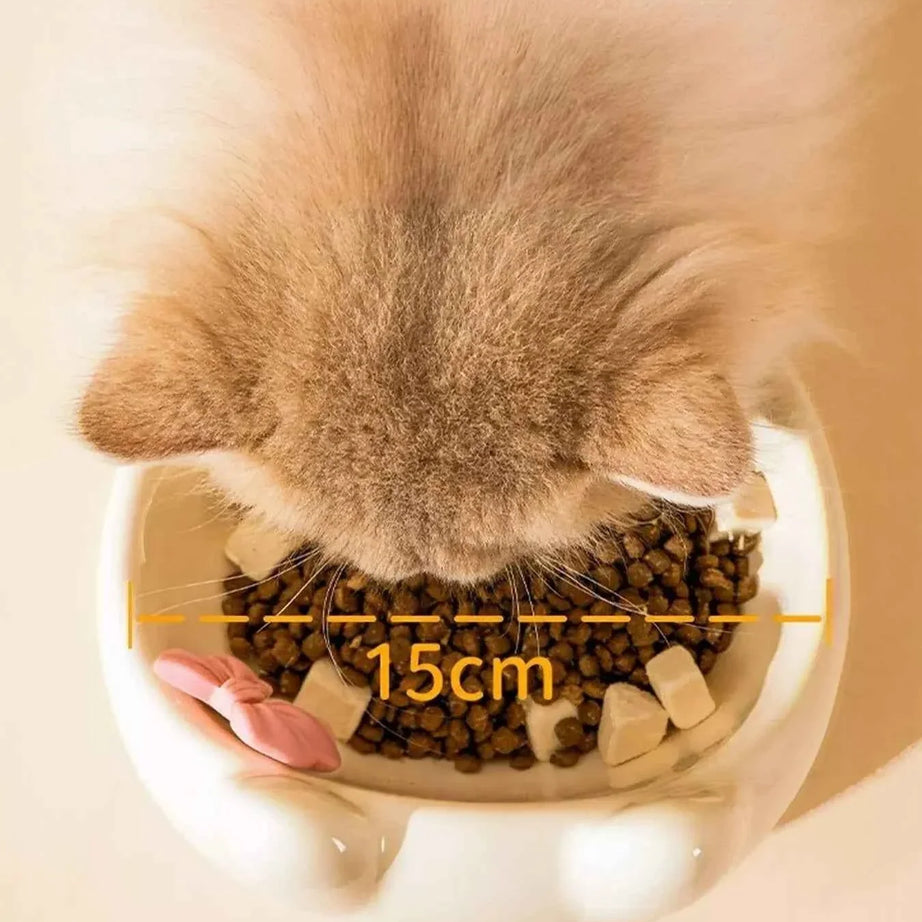 Ceramic Pet Bowl - Elevated with Bowknot