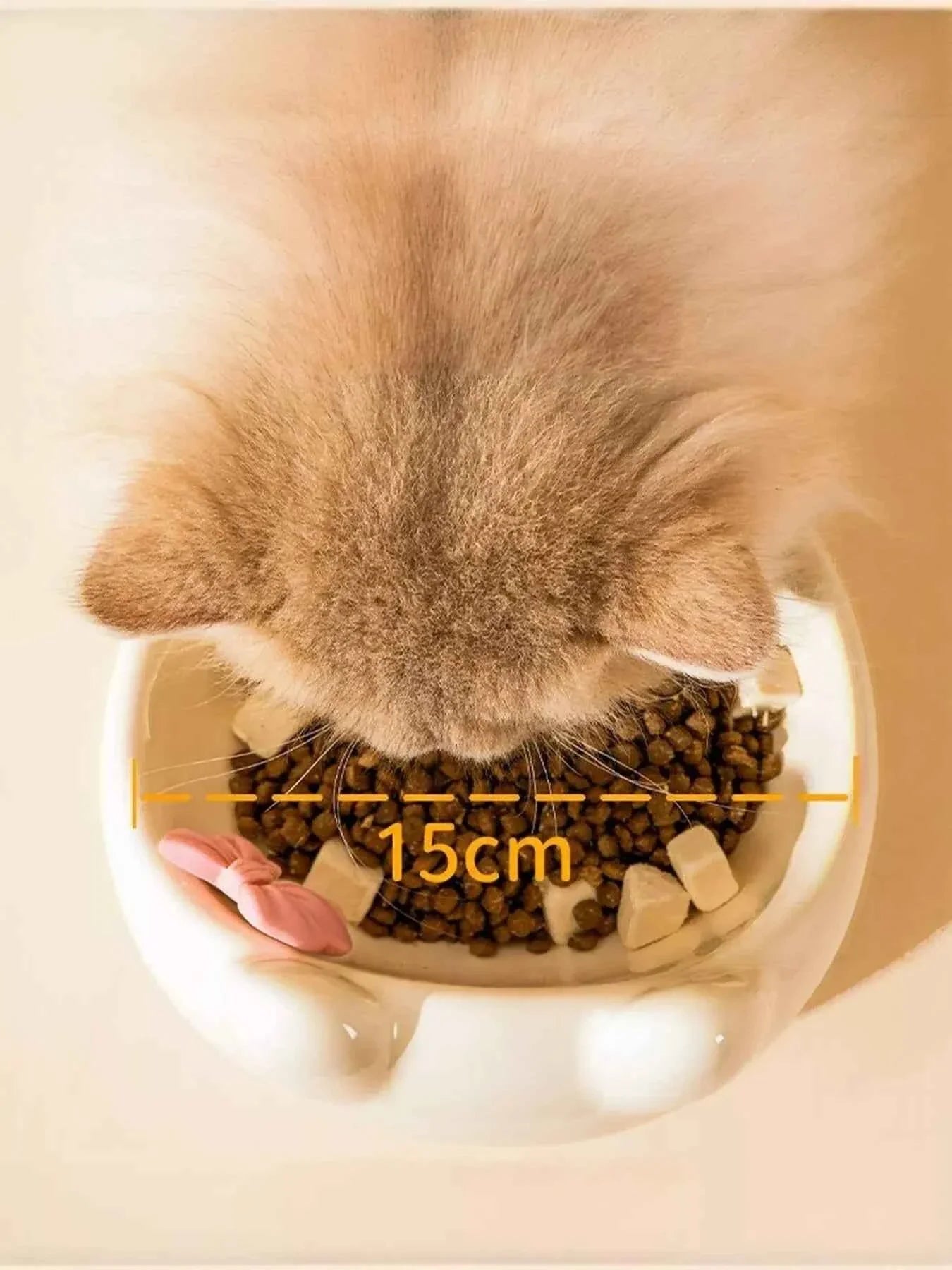 Ceramic Pet Bowl - Elevated with Bowknot