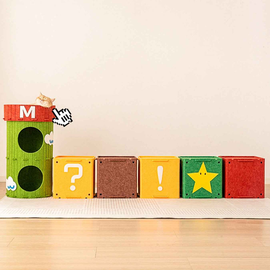 Cat House Cube Tunnel System - Felt Interactive Hideaway