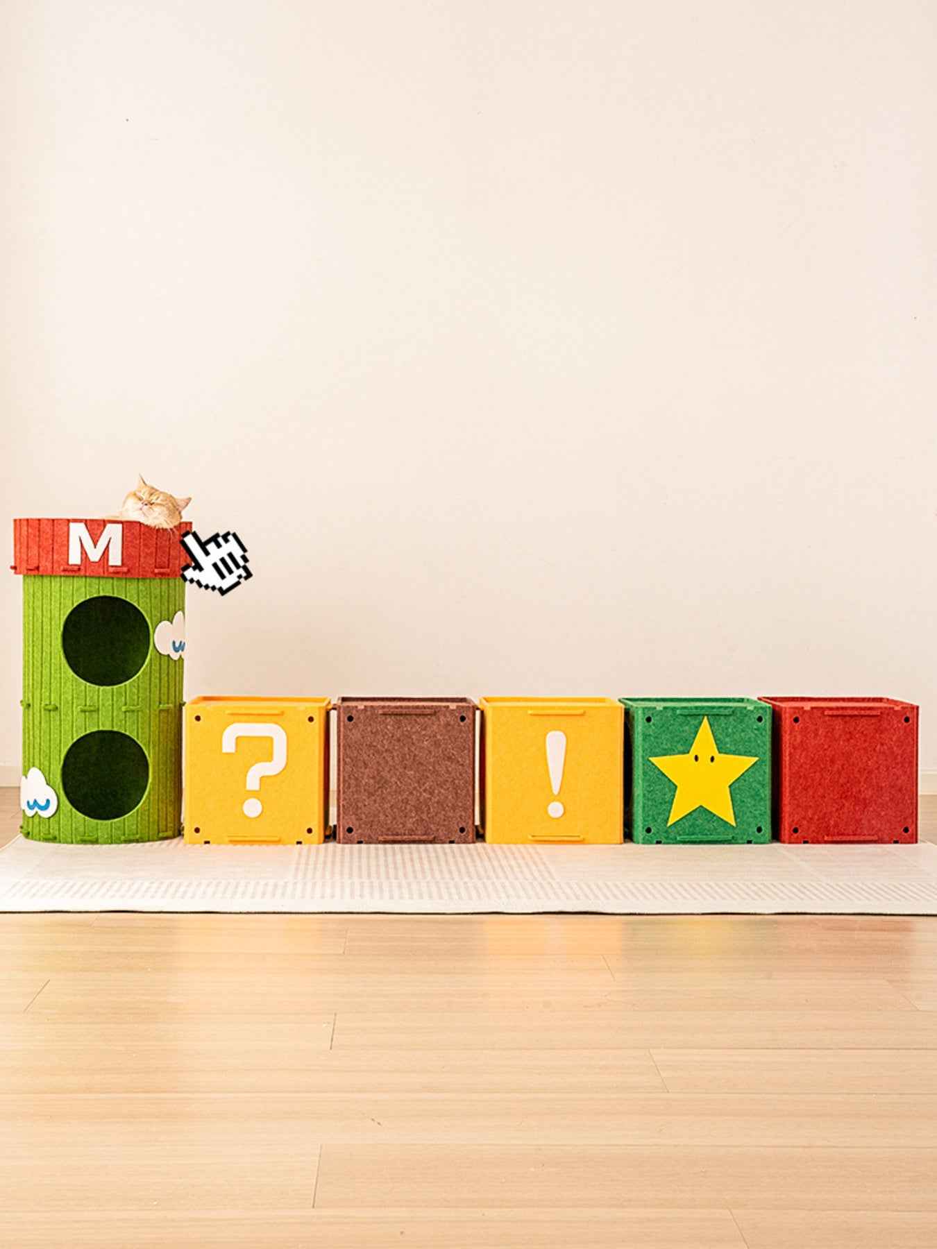 Cat House Cube Tunnel System - Felt Interactive Hideaway