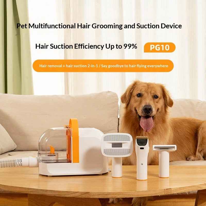 Pet Electric Hair Clipper with Suction - Built-in Vacuum Grooming Tool