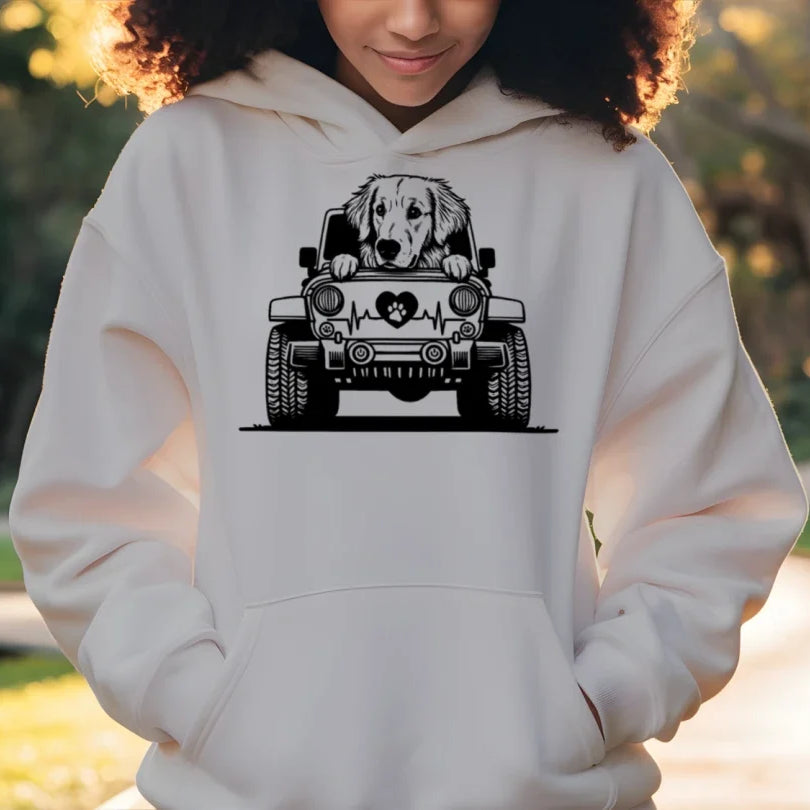 Jeep Autzen Golden Retriever Hoodie - Dog Lover Sweatshirt