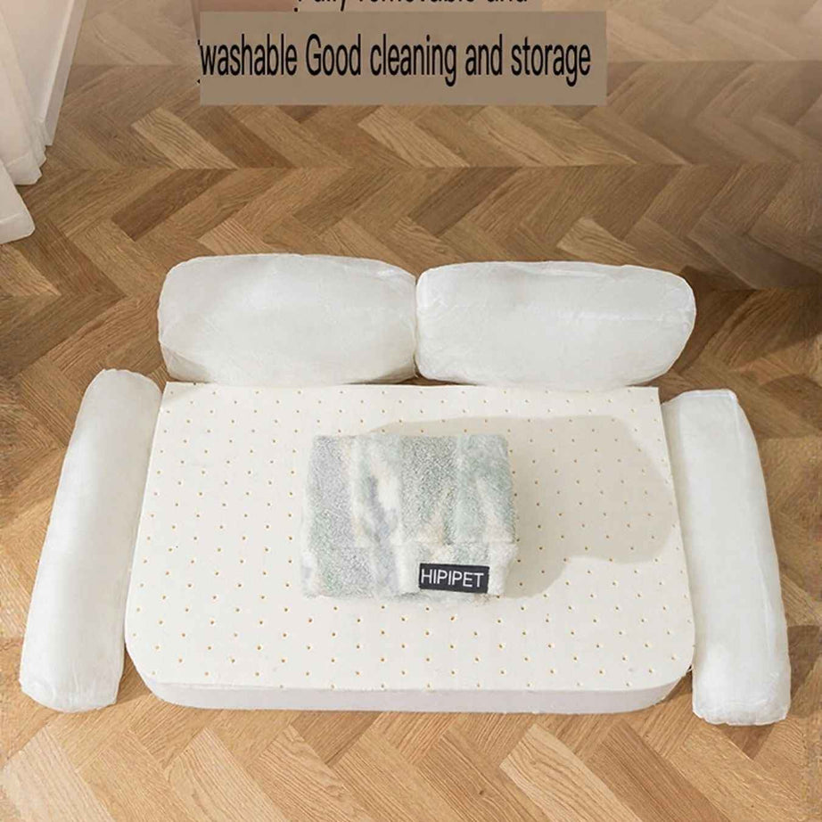 Pet Plush Bolster Bed Semi-Enclosed - Cozy Nest for Cats and Dogs