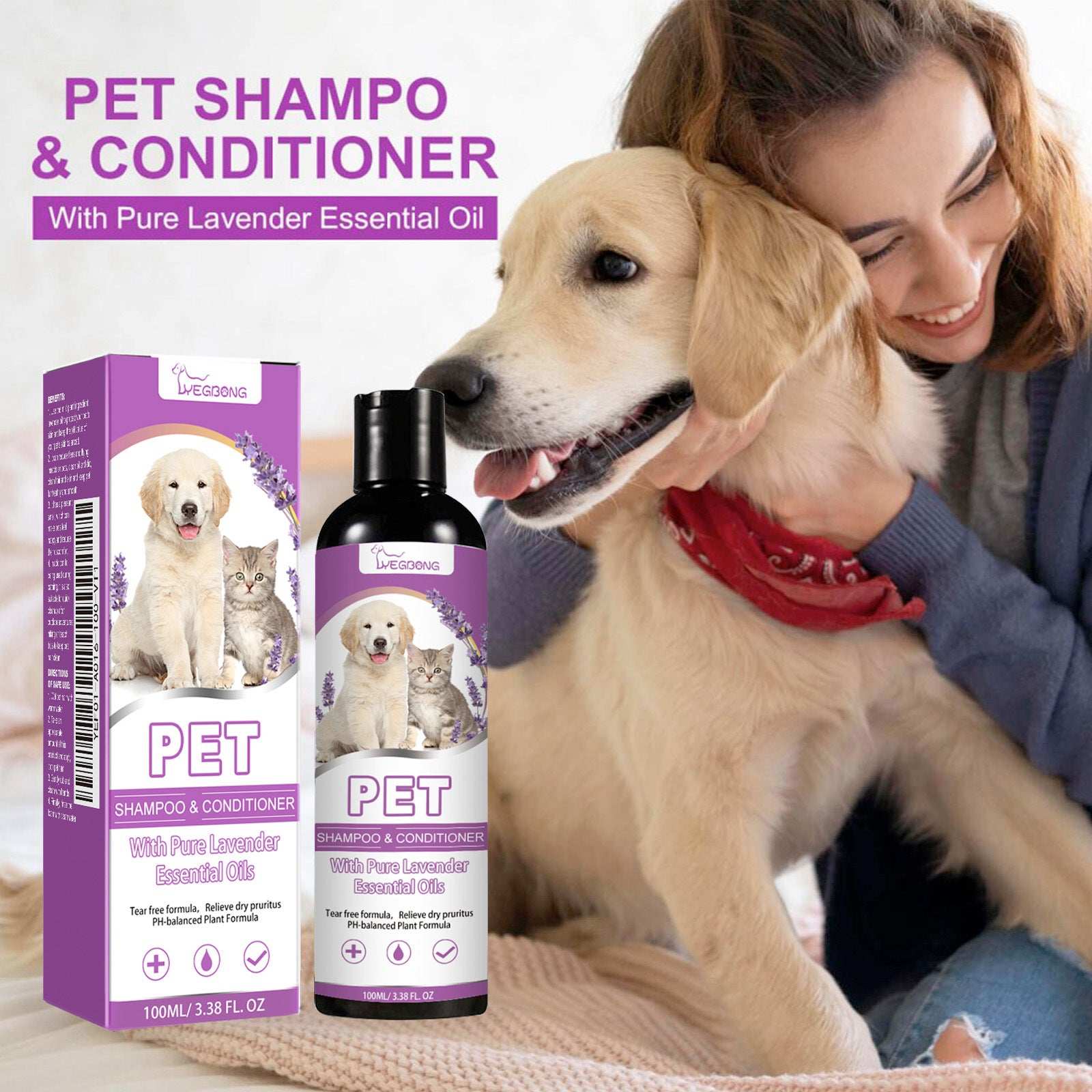 Pet Shampoo & Conditioner with Pure Lavender Essential Oils