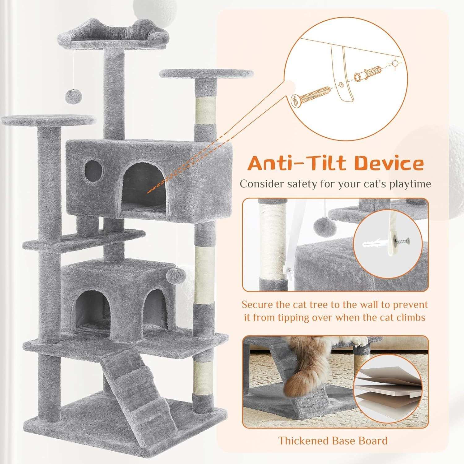 54 Inch Multi-Level Cat Tree Tower