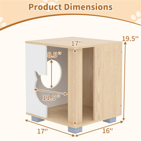 Multipurpose Wooden Cat House Nightstand, Sturdy Metal Base Anti-Slip Pet Furniture