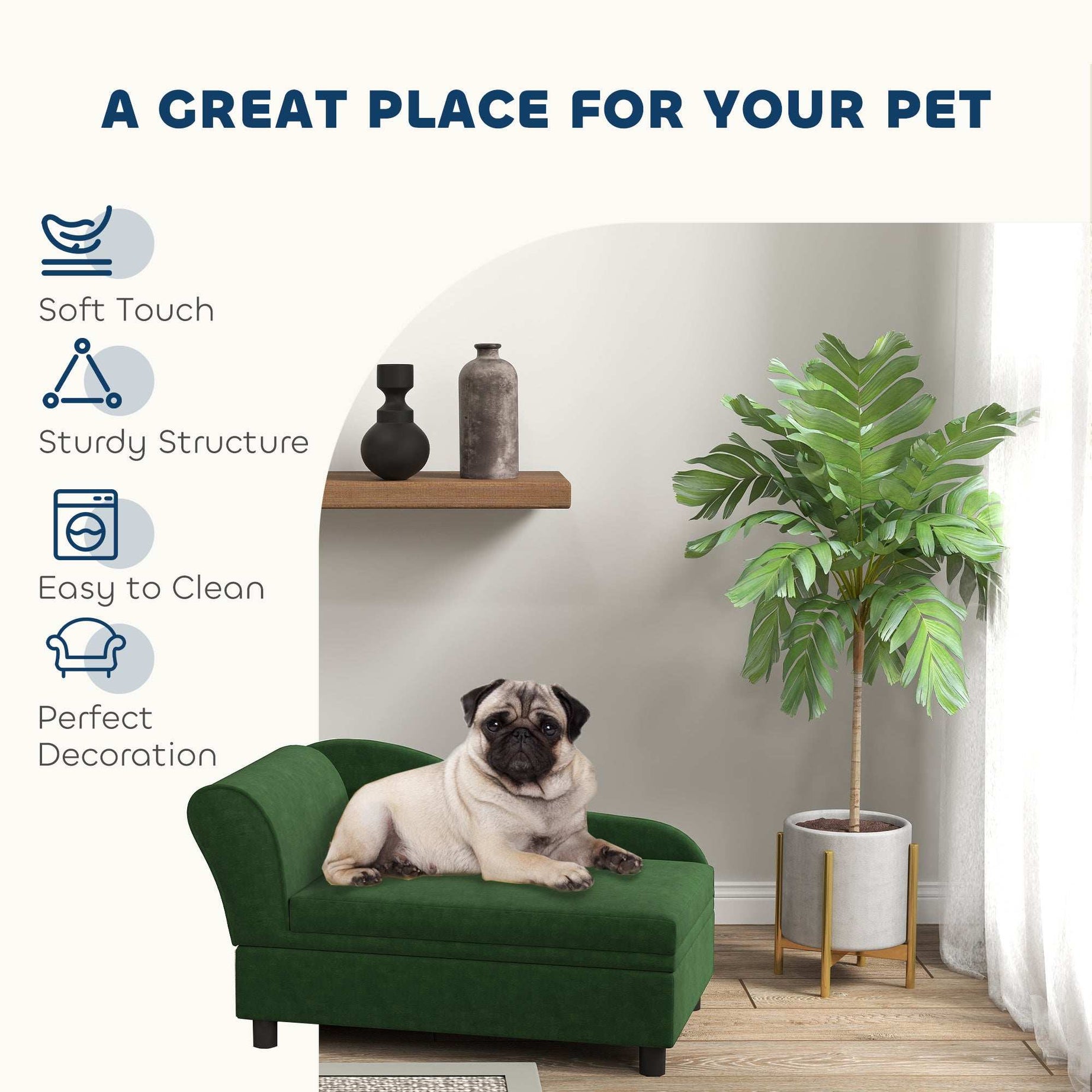 Pet Sofa Bed with Storage - Green for Cats & Small Dogs