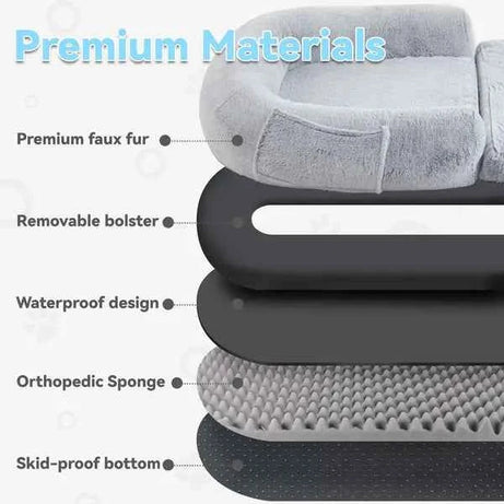 Large Foldable Dog Bed - Plush Orthopedic Human Sized