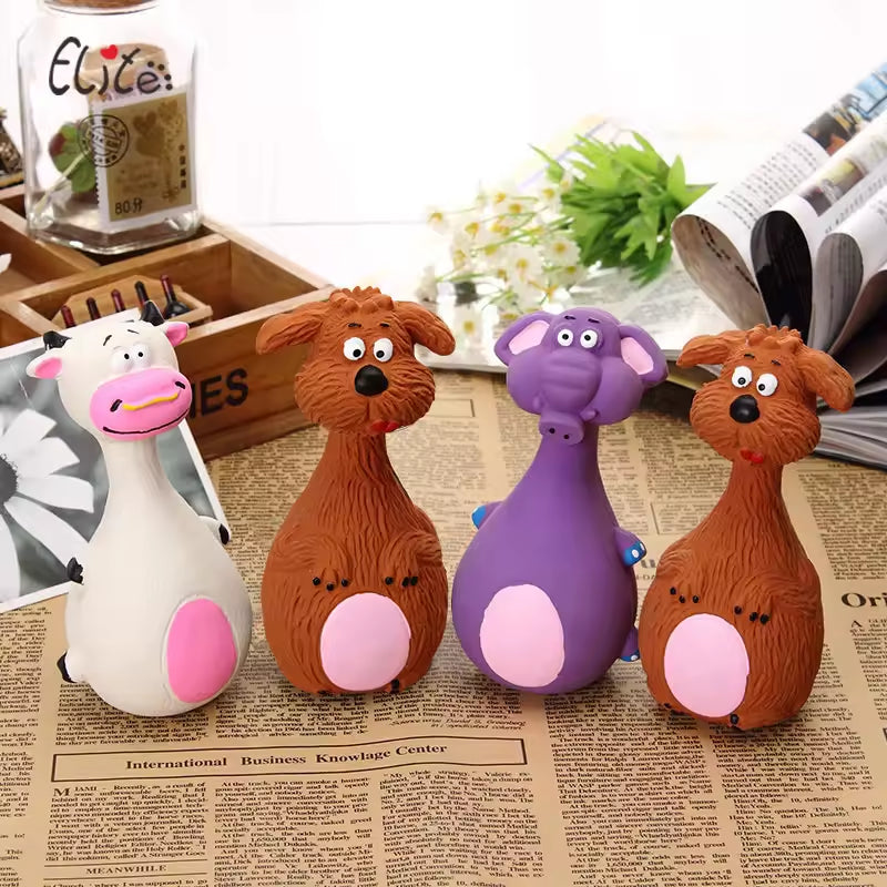 Dog Chew Toys Squeaky 4-Pack - Latex Dental Puppy Set