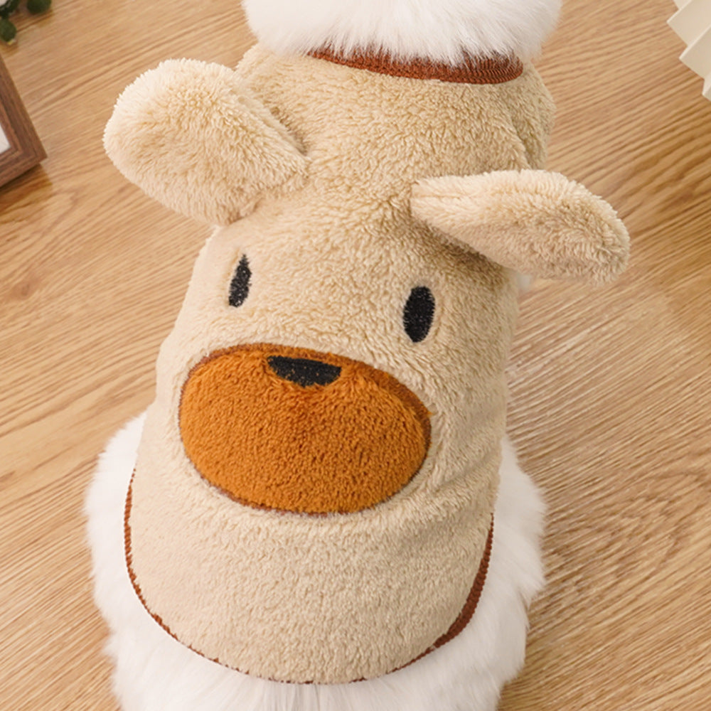Bear Ears Fleece Coat - Warm Winter Pet Outfit