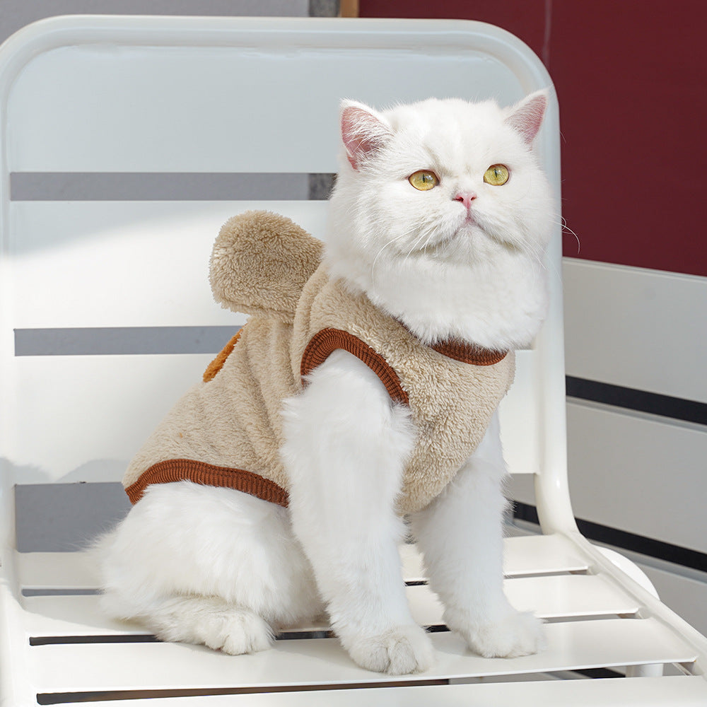 Bear Ears Fleece Coat - Warm Winter Pet Outfit