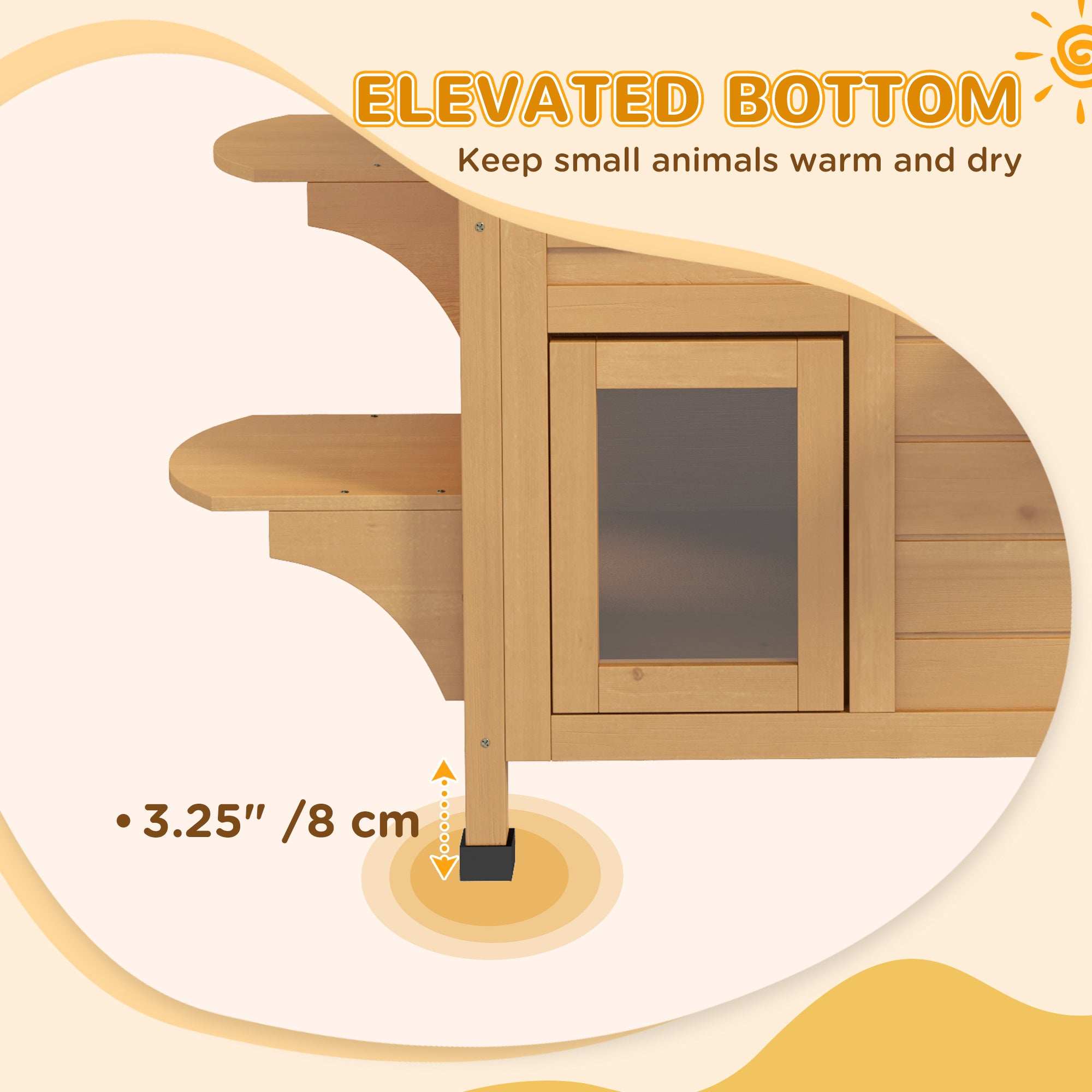 2-Story Wooden Outdoor Cat House - Feral Shelter with Escape Door