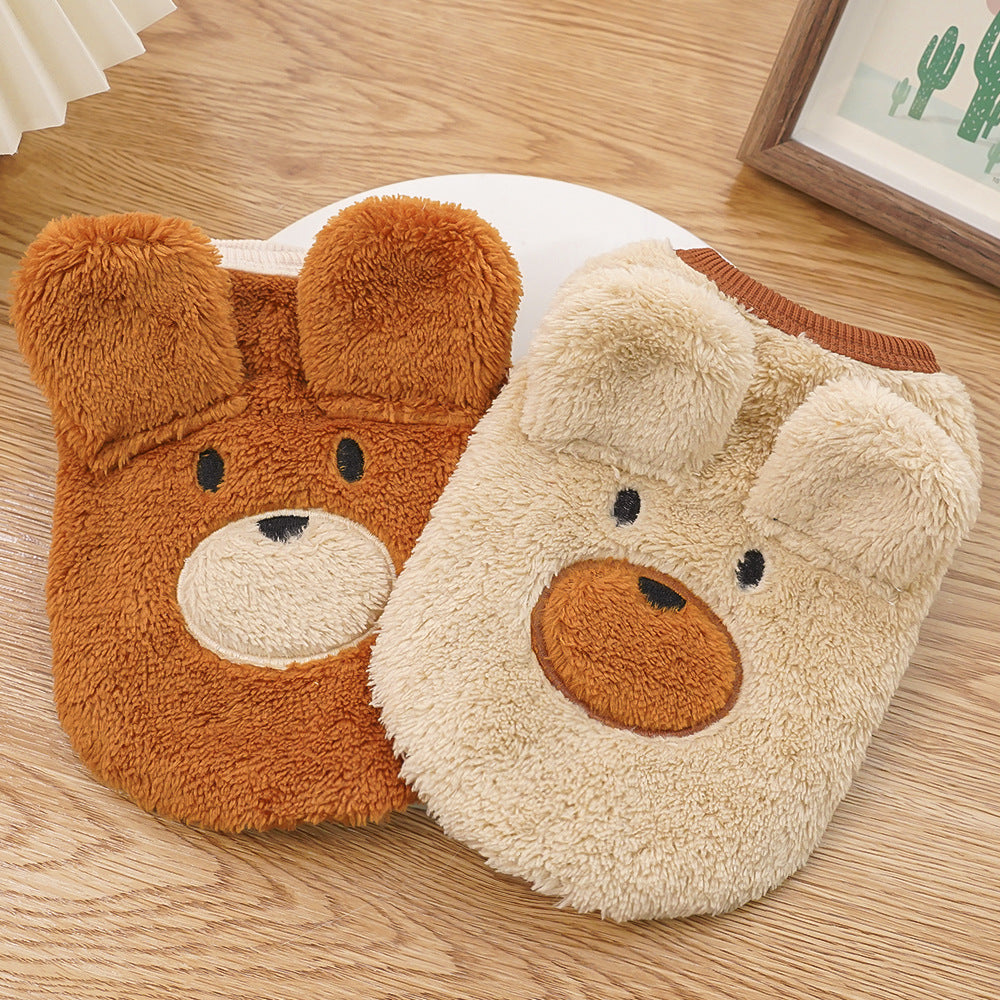 Bear Ears Fleece Coat - Warm Winter Pet Outfit