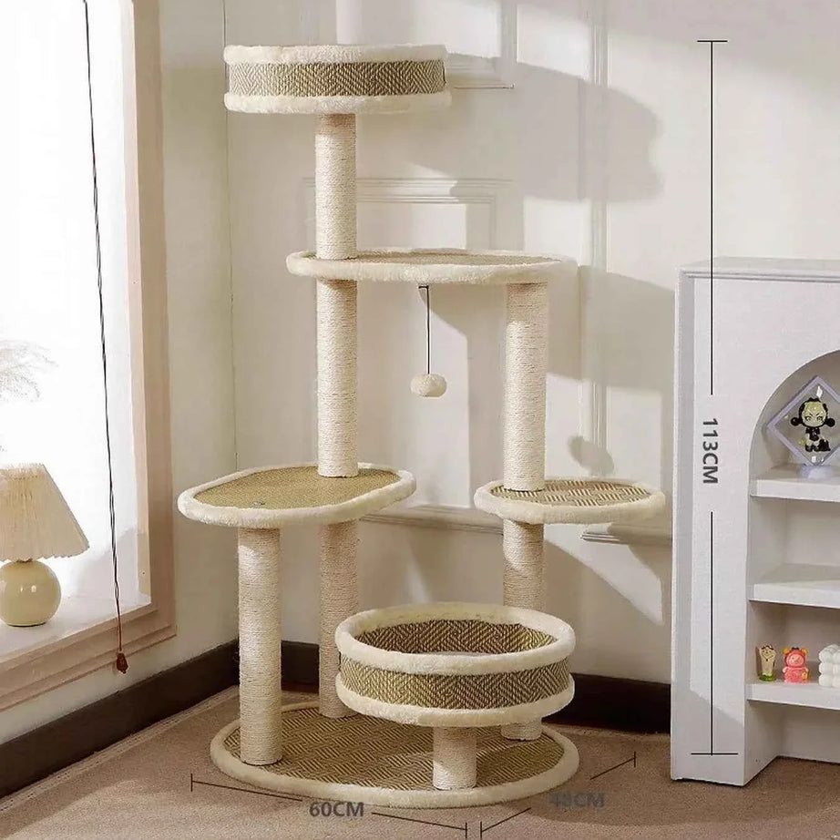 Plush Cat Tree Condo - Multi-Level Scratching Posts