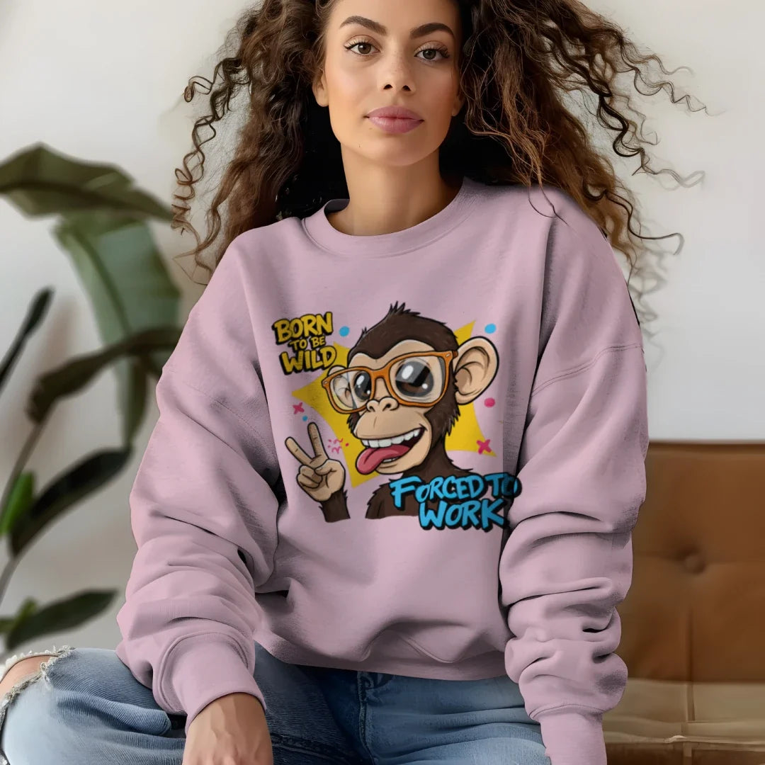 Funny Monkey Forced to Work Jerzees Sweatshirt