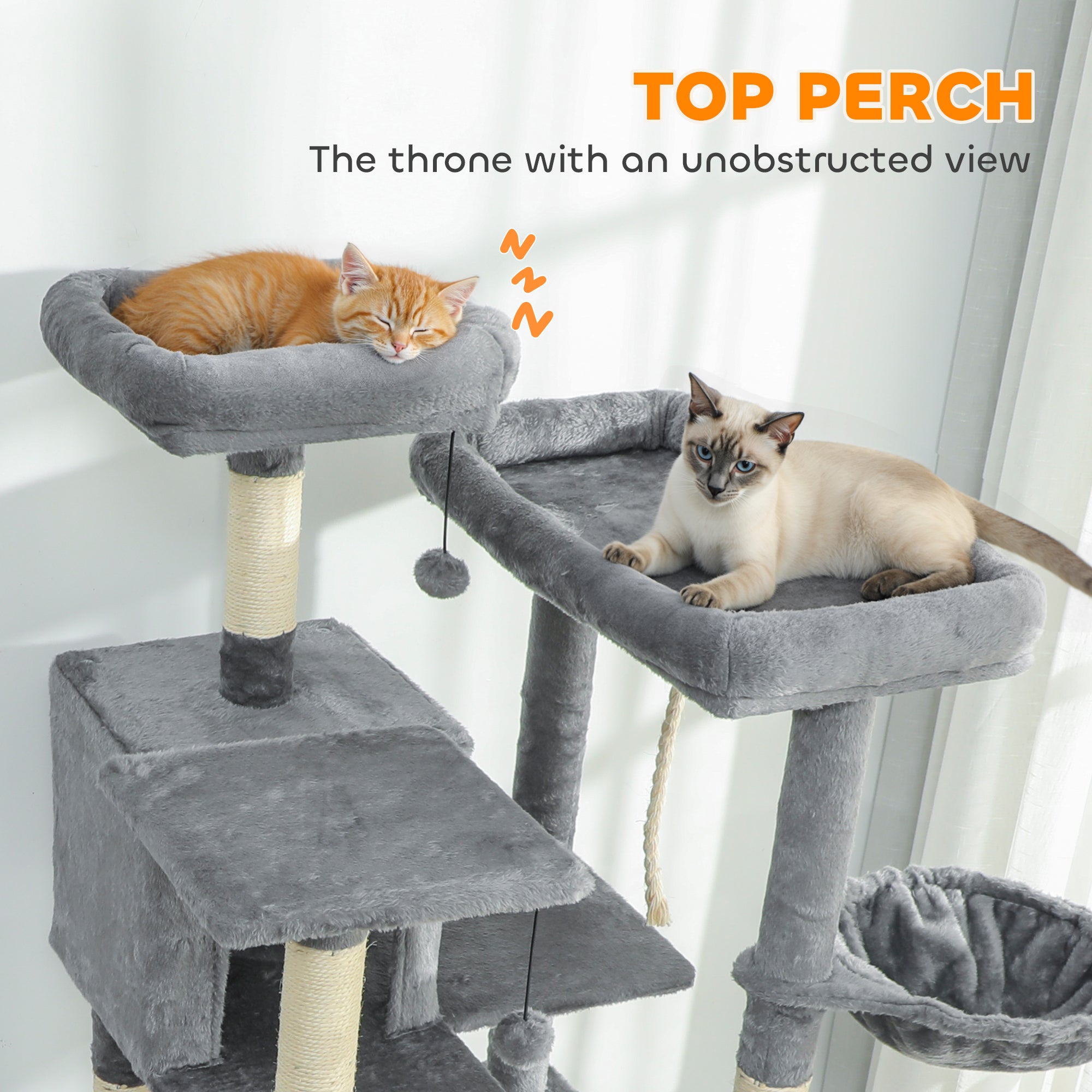 Multi-Level Cat Tower 69" - Cat Tree for Multiple Cats