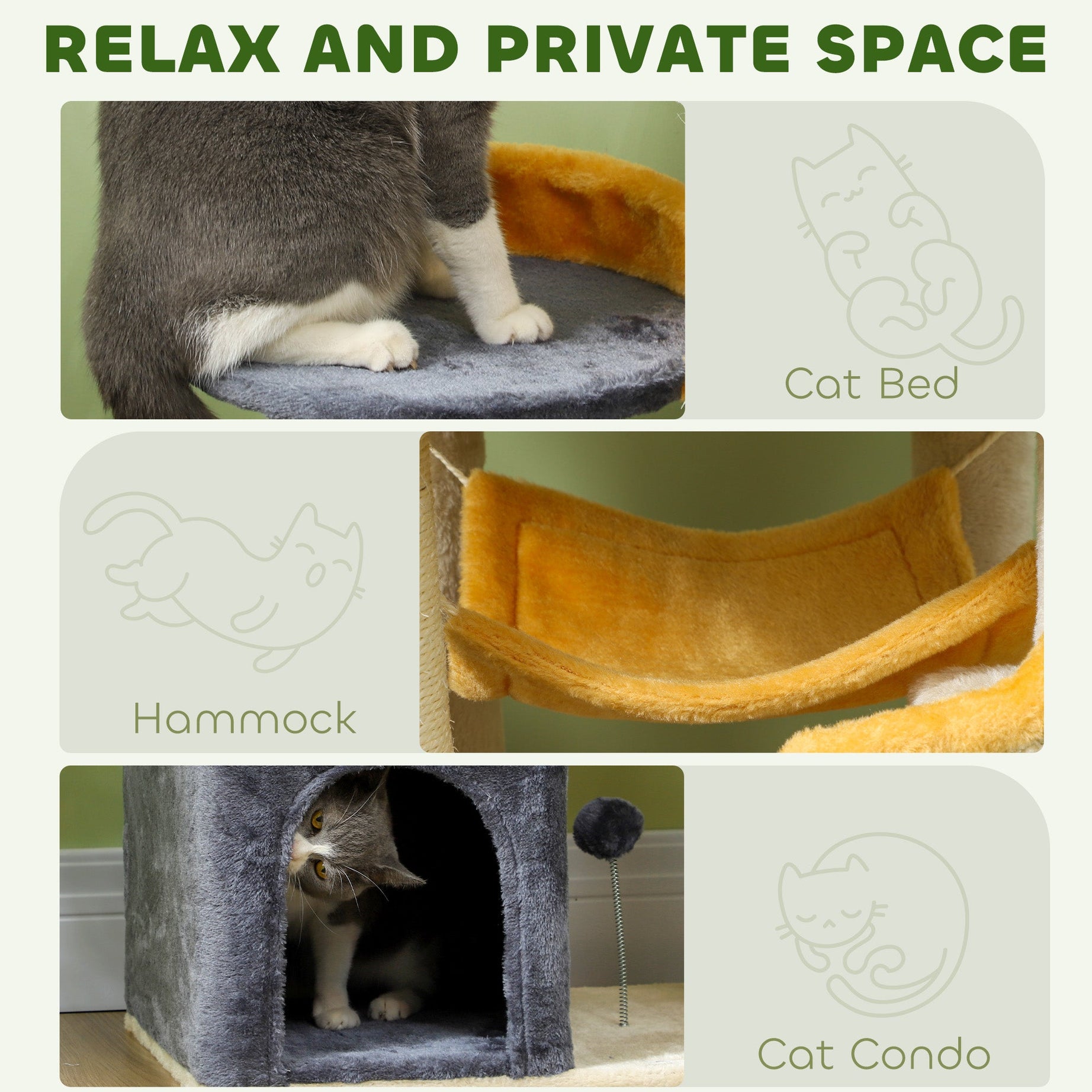 Cat Tree Moon and Star Theme - 63" Tall Condo Hammock Bed