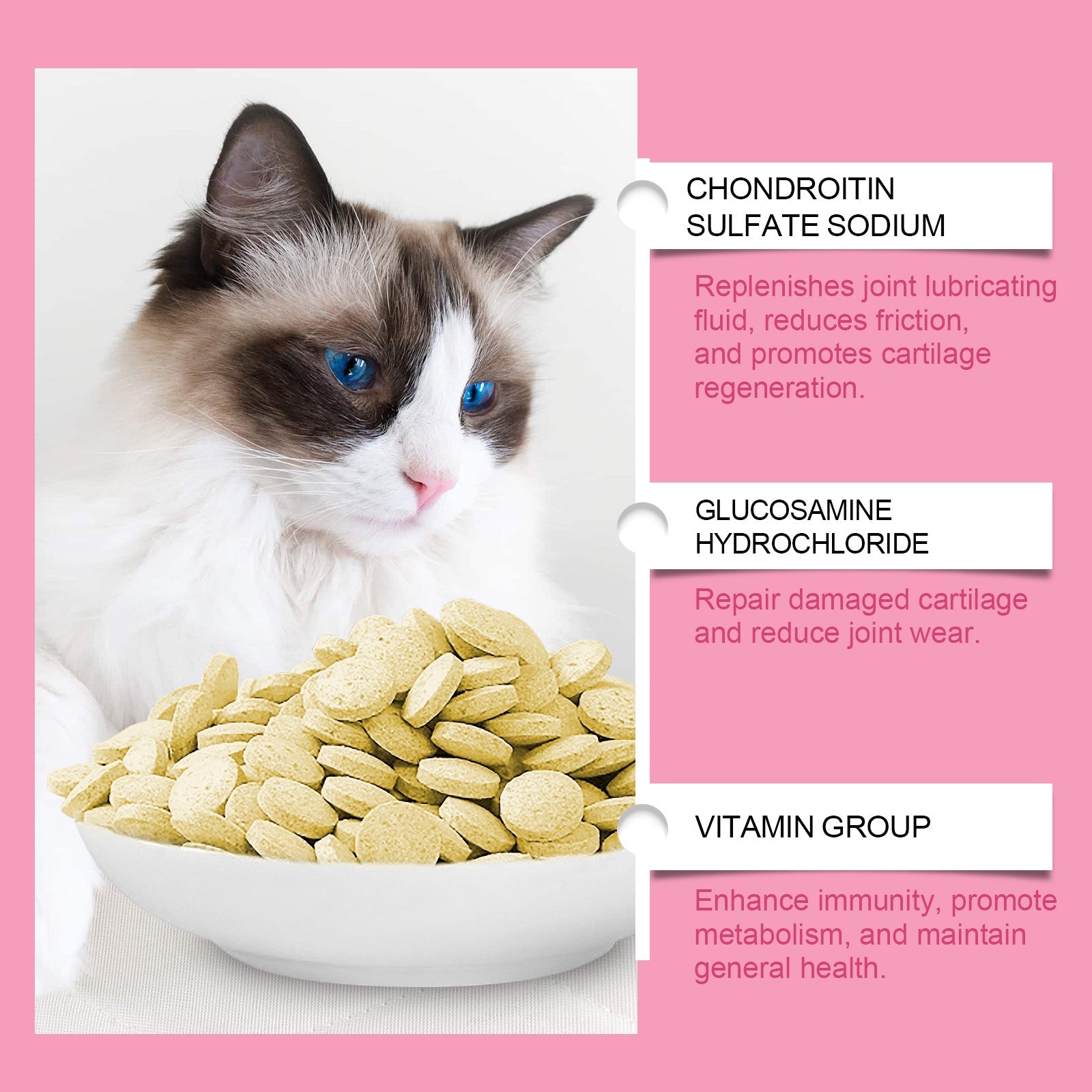 Cat Joint Support Tablets 80 Count - Glucosamine Chewable Supplement