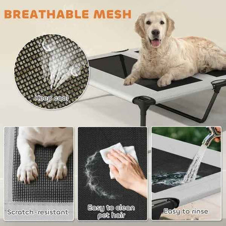 Elevated Dog Bed With Removable Canopy - Portable Outdoor Raised Cot
