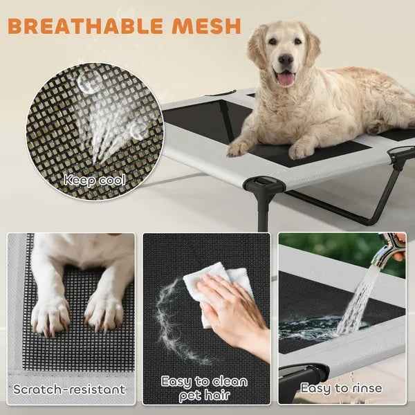 Elevated Dog Bed With Removable Canopy - Portable Outdoor Raised Cot