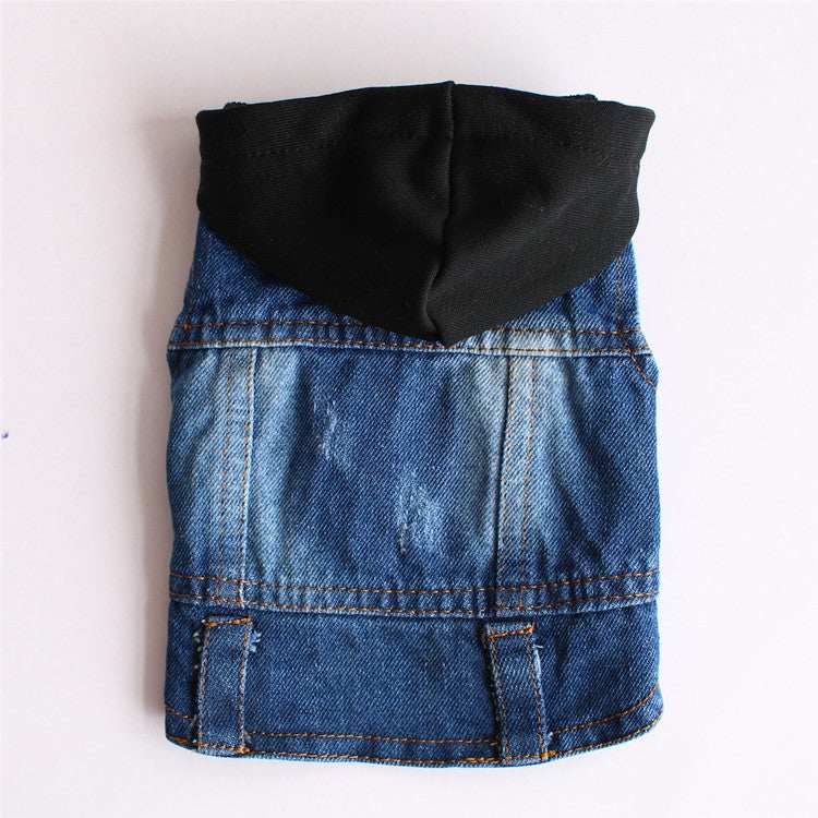 Sleeveless Knitted Hooded Denim Jacket Pet Clothes