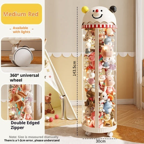 Pet Toy Storage Tower - Clear Cylinder Organizer with LED Lights