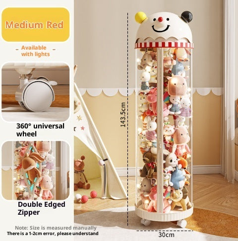 Pet Toy Storage Tower - Clear Cylinder Organizer with LED Lights