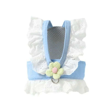 Cute Flower Dress Style Pet Dog or Cat Collar Harness and Matching Leash - X-Small to X-Large