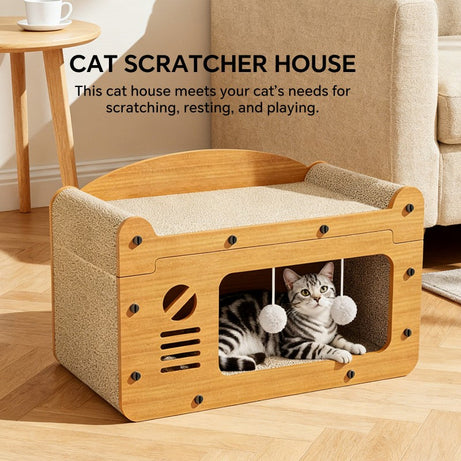 Cat Scratcher Sofa TV Shape - Double Layer Lounger with Toys