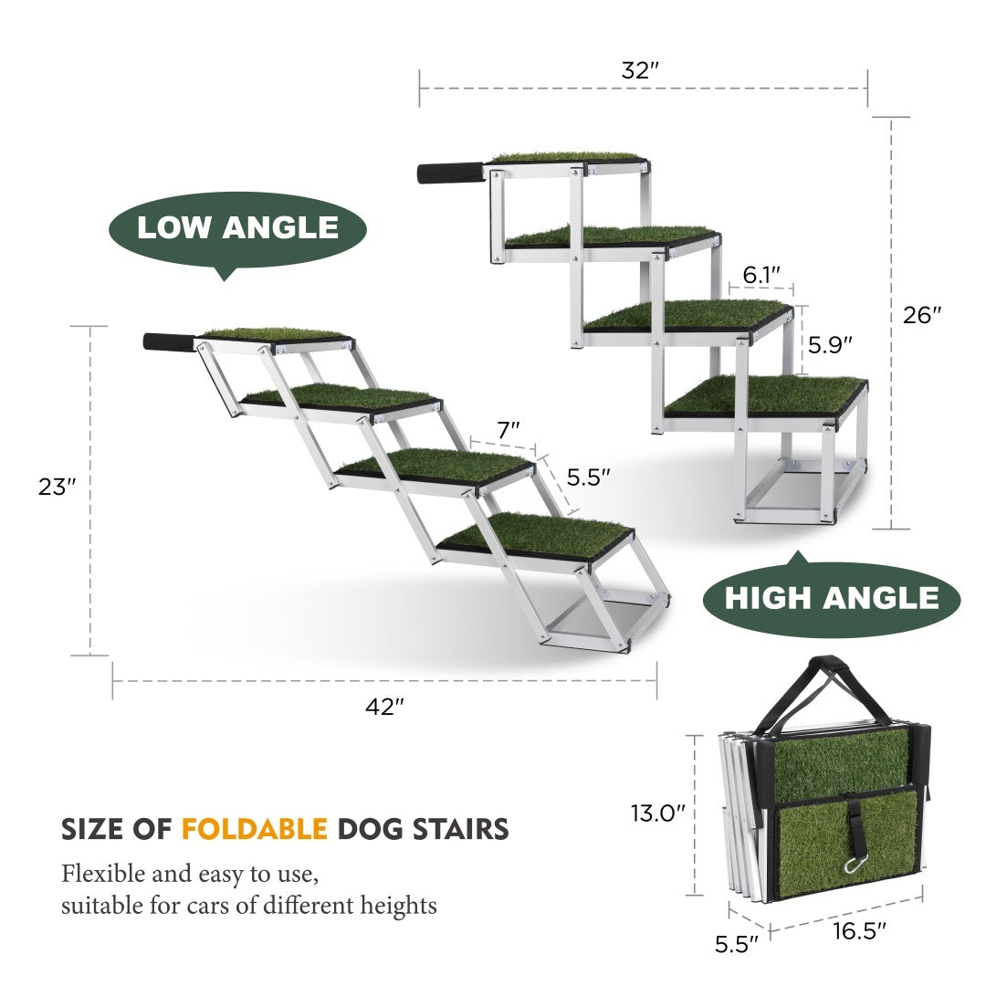 Foldable Dog Ramp for Cars - Portable Stairs for Large Dogs 250lbs