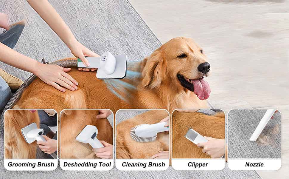 Complete Pet Grooming Kit for Heavy Shedding Dogs - Vacuum