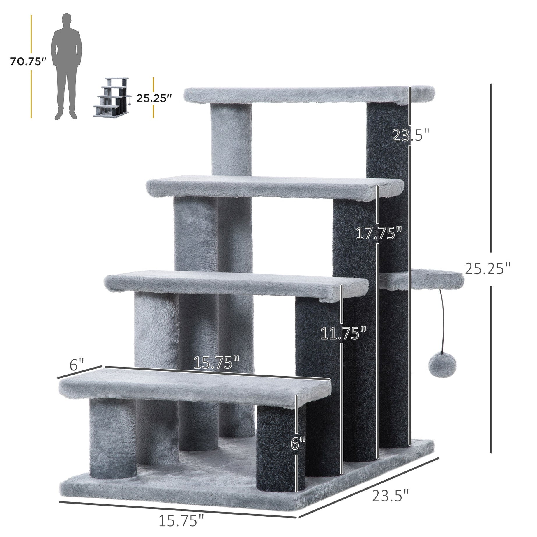Cat Stairs 4-Step - Flannel Steps Platform Hanging Toy