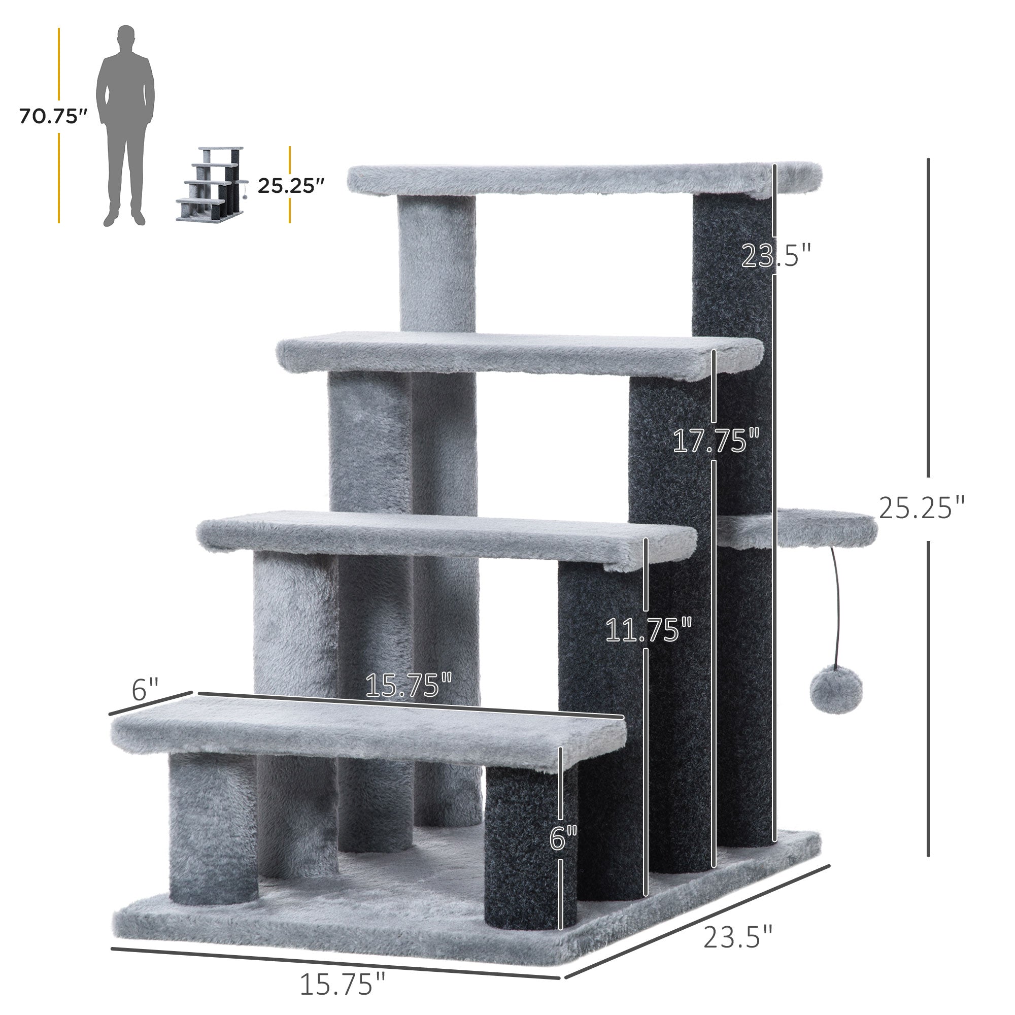 Cat Stairs 4-Step - Flannel Steps Platform Hanging Toy